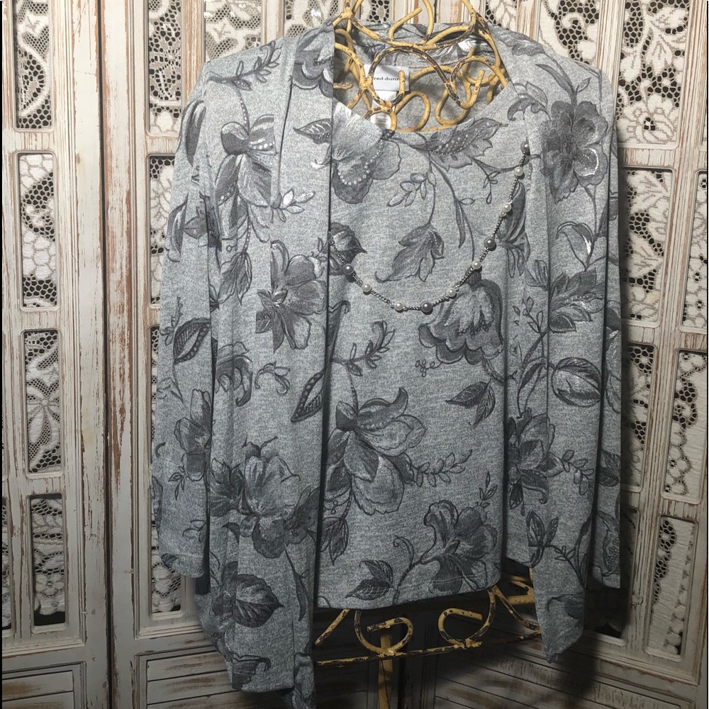 Alfred Dunner New Melange Floral Sweater